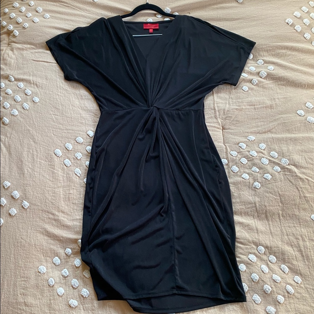 Jennifer Lopez cinched waist cold shoulder dress
